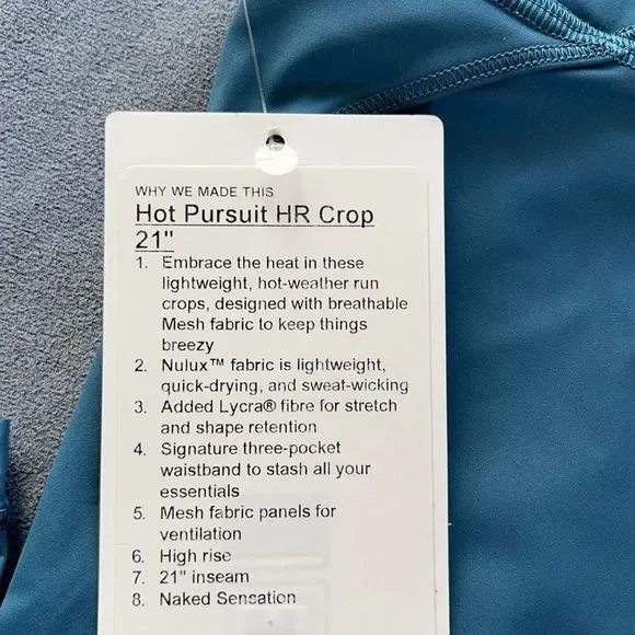 Lululemon hot pursuit HR crop 21” - Picture 7 of 7